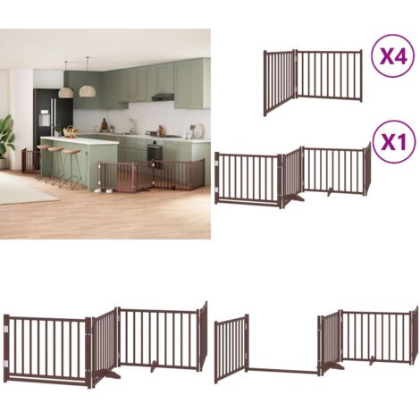 Cancello Cani Porta Pieghevole Marrone 12 Pannelli 960cm Pioppo - Cancello per animali domestici - Cancello pieghevole