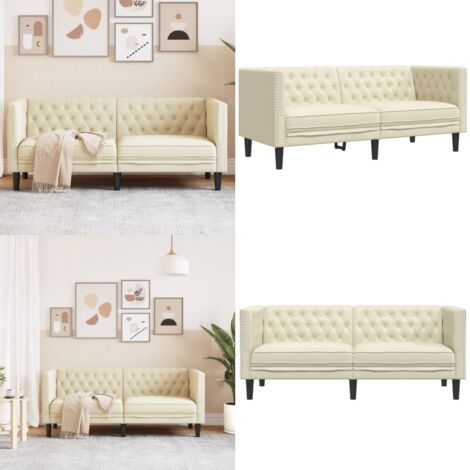 Divano Chesterfield a 2 Posti Crema in Similpelle - Divano a 2 posti - Divano in similpelle