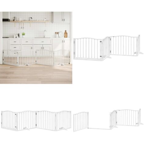 Cancello Cani Porta Pieghevole Bianco 4 Pannelli 320 cm Pioppo - Cancello per animali domestici - Cancello pieghevole