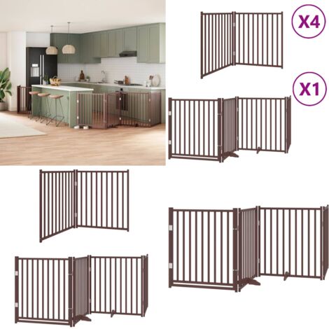Cancello Cani Porta Pieghevole Marrone 12 Pannelli 960cm Pioppo - Cancello per animali domestici - Cancello pieghevole