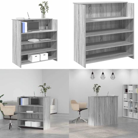 Banco Reception Grigio Sonoma 100x50x103,5 cm Legno Multistrato - Banco reception - Banco reception in legno