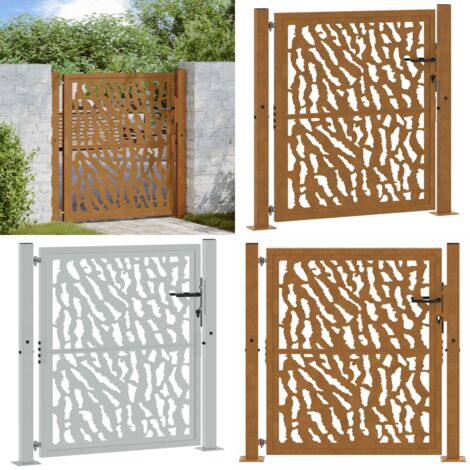 Cancello da giardino 100x100 cm in acciaio corten con design a traccia - Acciaio corten - Cancello in acciaio