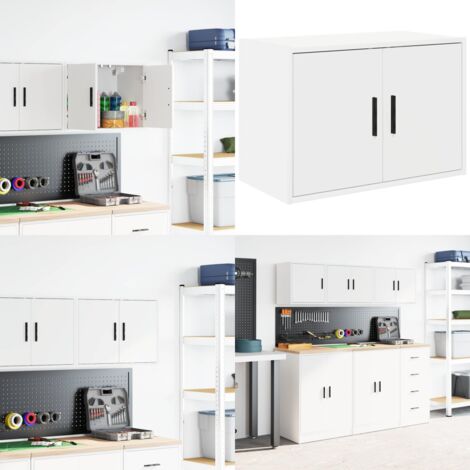 Pensile per Garage Bianco in Legno Multistrato - Pensile per garage - Armadio per garage