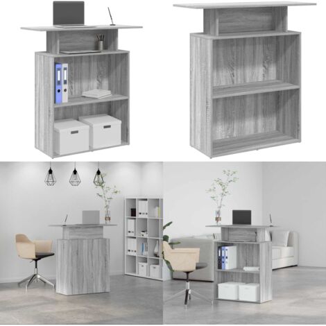 Banco Reception Grigio Sonoma 100x40x104 cm Legno Multistrato - Bancone reception - Archiviazione