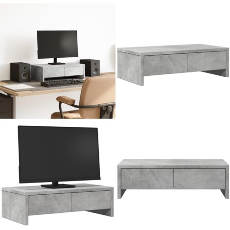 Supporto Monitor con Cassetti Grigio 50x27x15 cm in Truciolato - Cassetti - Truciolato