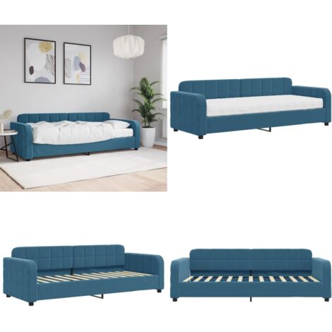 Divano Letto con Materasso Blu 80x200 cm in Velluto - Materasso in schiuma - Letto da giorno