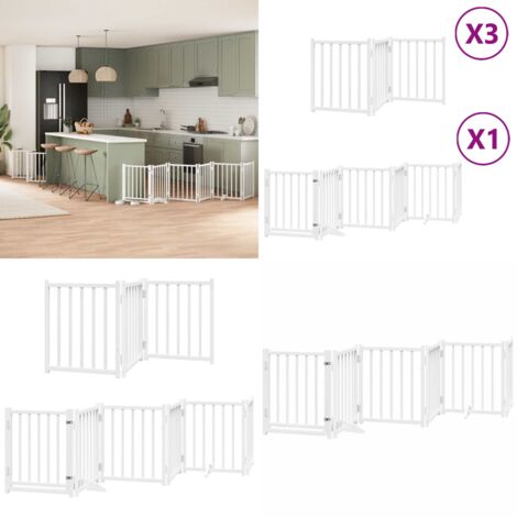 Cancello Cani Porta Pieghevole Bianco 15 Pannelli 750 cm Pioppo - Cancello per animali domestici - Cancello per cani pieghevole