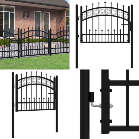 Cancello per recinzione con punta a lancia nero 103x75 cm in acciaio verniciato a polvere - Recinzione giardino - Cancello in acciaio