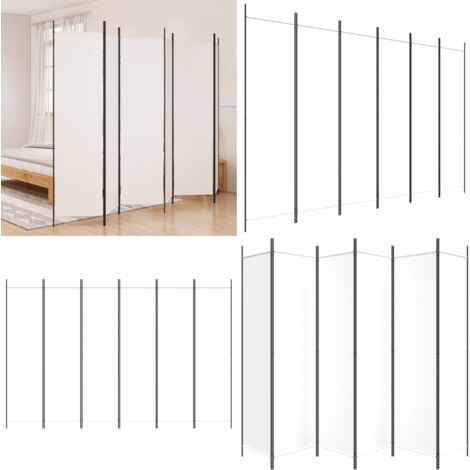 Divisorio a 6 Pannelli Bianco 300x200 cm Tessuto - Divisore per stanze - Divisore per ufficio
