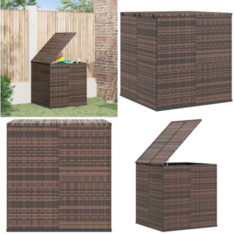 Contenitore da Giardino in Rattan PE 100x97,5x104 cm Marrone - Contenitore da giardino - Cassapanca da giardino