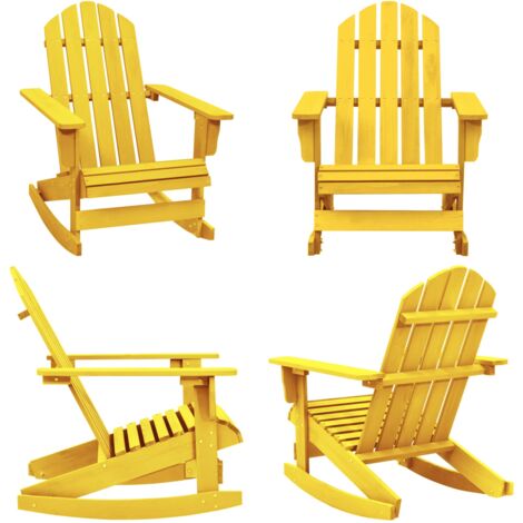Sedia a Dondolo Adirondack in Legno Massello di Abete Gialla - Sedia da giardino - Sedia in legno