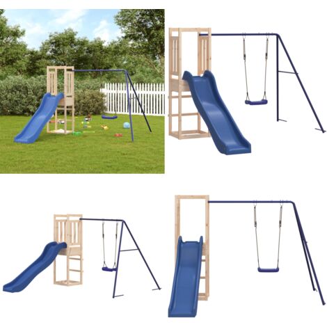 Set da Gioco da Esterno in Legno Massello di Pino - Parco giochi da giardino - Casetta da gioco