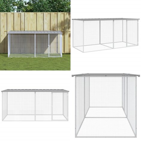 Gabbia per polli con tetto grigio chiaro 203x98x90 cm in acciaio zincato - Pollaio con tetto - Acciaio zincato