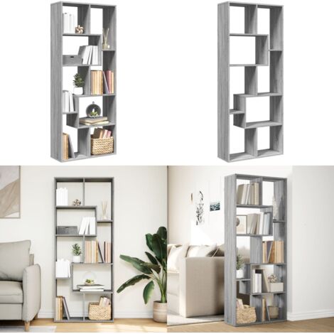 Libreria Divisorio Grigio Sonoma 67x25x161,5 cm in Truciolato - Truciolato - Organizzazione spazio