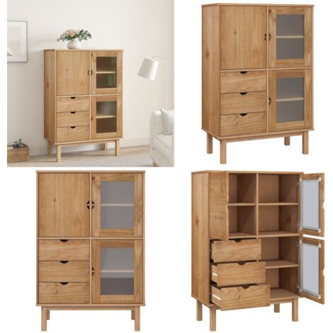 Credenza OTTA 85x43x125 cm in Legno Massello di Pino - Credenza in pino - Credenza con cassetti