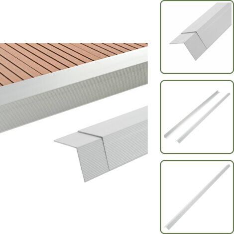 The Living Store Profili Angolari per Decking in Alluminio 170 cm Argento - Bordatura