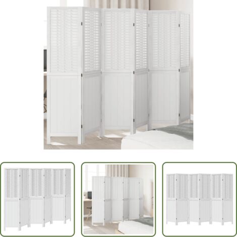 vidaXL Divisore in bambù -  Divisorio Ambienti 6Pannelli Bianco Legno Massello di Paulownia