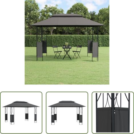 vidaXL Gazebo con tetto - Gazebo con Tetto Antracite 400x300x270 cm Acciaio