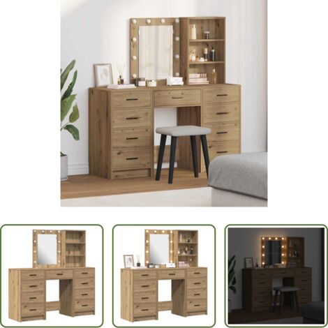 Tavolo da toeletta con cassetto -  Tavolo da Trucco con cassetto 3 pcs Marrone 40 x 41 x 135 cm