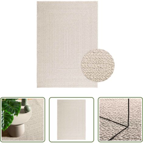 Tappeto in polipropilene -  Tappeto ZIZUR Crema 120x170 cm Aspetto Iuta Interni ed Esterni