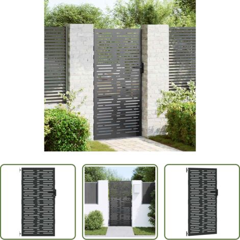 Cancello in acciaio -  Cancello da giardino con blocco Nero 85 x 200 cm