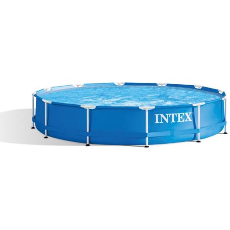 Intex 28210NP – Piscina Fuori Terra Metal Frame Rotonda, 6503 L, Acciaio e PVC, Blu, 366x76 cm