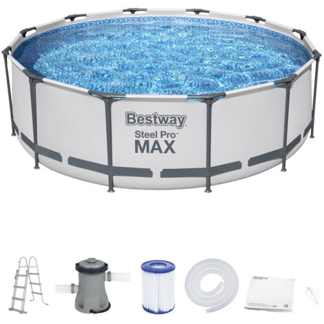 Bestway – Piscina fuori terra Steel Pro Max 366x100cm – Altezza 100cm – Capacità 9150lt – Struttura in DuraPlus – Montaggio rapido con sistema FrameLink (1/5)
