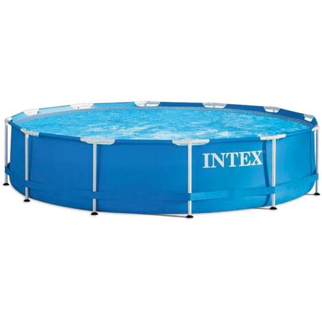 Intex 28210NP – Piscina Fuori Terra Metal Frame Rotonda, 6503 L, Acciaio e PVC, Blu, 366x76 cm (1/4)