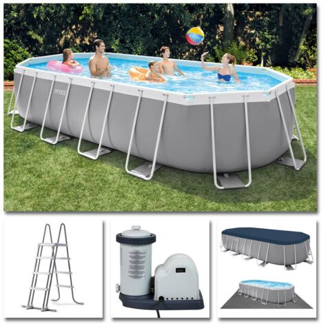 Intex 26798 Piscina Prism Metal Frame Ovale 610x305x122cm Pompa Filtro, Scaletta (1/5)
