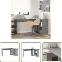 vidaXL Scrivania per ufficio - Scrivania Grigio cemento 142 x 102 x 73 cm Legno multistrato