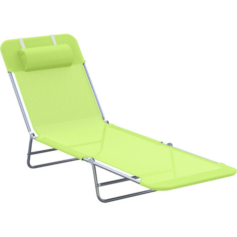 Adjustable Sun Lounger: Reclining Garden Relaxer with Adjustable Back, Green (1/5)