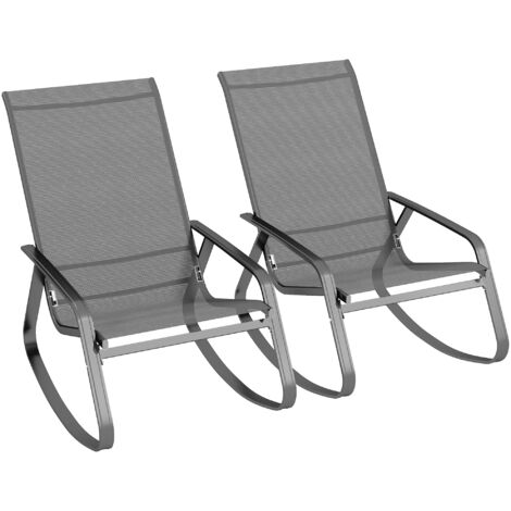 Set of Two Rocking Garden Chairs - Grey (1/5)