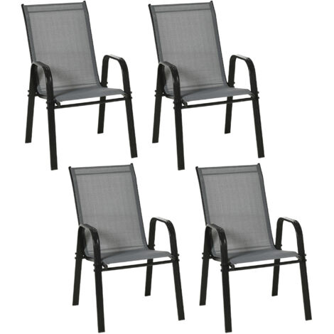 Set of Four Stackable Mesh Seat Chairs - Dark Grey (1/5)
