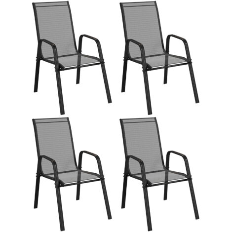 Set of Four Stackable Mesh Seat Chairs - Black