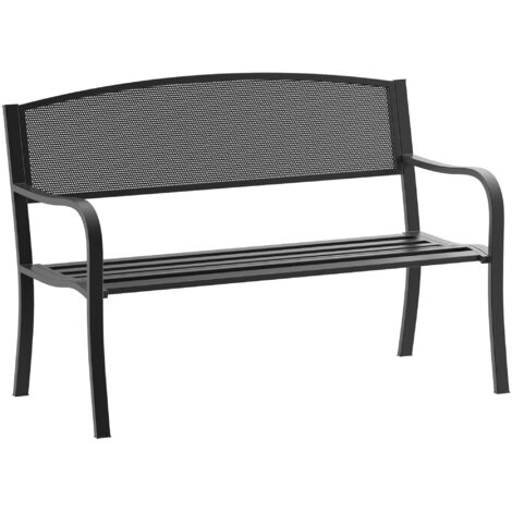 Garden Bench Furniture Patio Park 2 Person Chair Seat Steel Black 120cm Outdoor