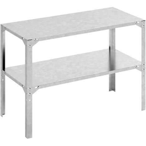 2 Tier Potting Bench Table, Galvanised Steel Garden Planting Work Bench Workstation with Storage Shelf for Outdoor, Patio, Greenhouse, 110 x 50 x 75 cm, Silver Tone