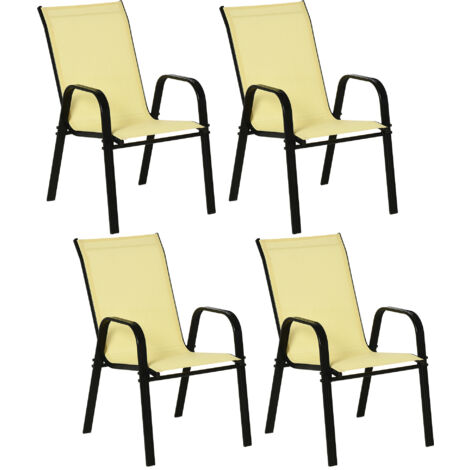 Set of Four Stackable Mesh Seat Chairs - Beige (1/5)