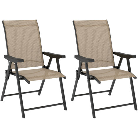 Set of Two Folding Outdoor Chairs - Brown/Black (1/5)