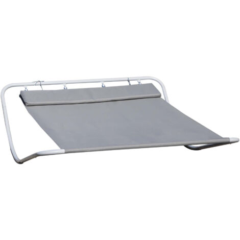 Rocking Sun Lounger, Double Garden Lounger Sunbed with Headrest Pillows, Texteline Outdoor Rocking Chair Swing Hammock Daybed with Metal Frame for Patio, Terrace, 212 x 175 x 60 cm, Grey (1/5)
