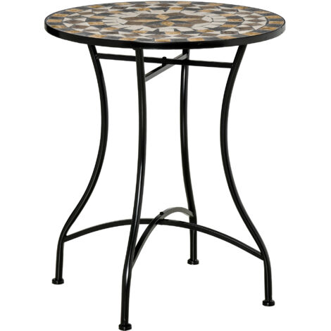 Tempered Glass Top Round Outdoor Dining Table with Parasol Hole, 96.5 x 96.5 x 71 cm
