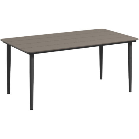 Garden Table, Outdoor Dining Table for 6 People, 160 x 90 x 74 cm, with Rust Resistant Metal Frame, WPC Top, for Balcony, Terrace, Dark Grey (1/5)