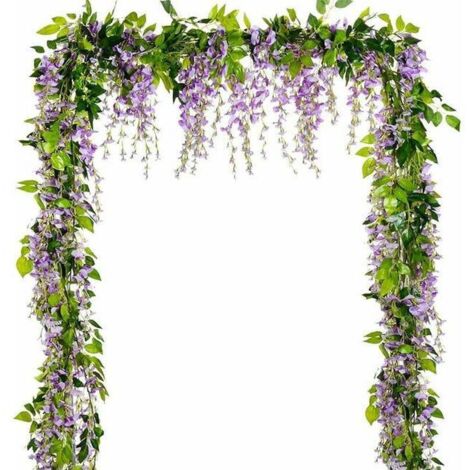 Artificial Wisteria Garland, 5 pieces total, 33 feet of fake silk wisteria vines for hanging home garden decoration (1/4)