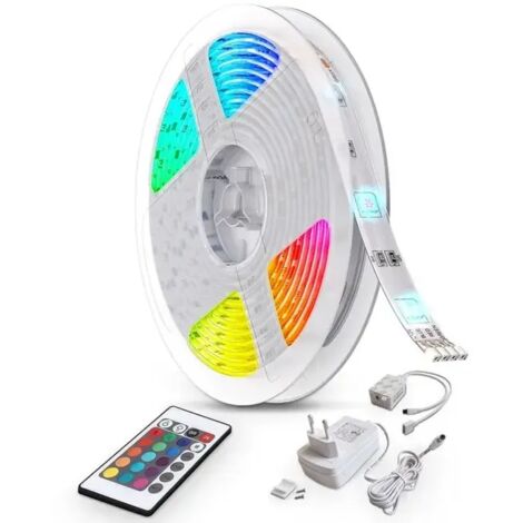 10m Indoor LED Strip Light, Dimmable, 300 LEDs, Color Changing, Comes with Remote Control and 230V Transformer, IP20 (Product SKU: 93627071 Offer SKU: 1101dd10) (1/3)