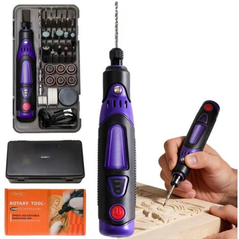 Engraving Pen Kit Rechargeable Cordless AMZNR,82 Accessories Engraving Tool fo - Etching Pen - Mini Small Tool for Artisan CraftsHand Engraver (1/5)