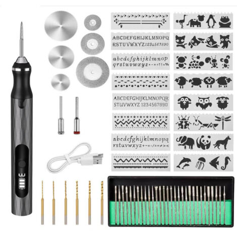 USB Rechargeable Wireless Engraving Tool Kit, Mini Electric Engraver, Portable Engraving Tool - Black (1/5)