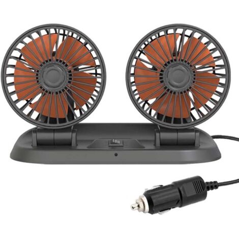 24V Car Fan, Dual Head Car Cooling Fan, Cigarette Lighter Plug, 360 Degree Rotation (1/5)