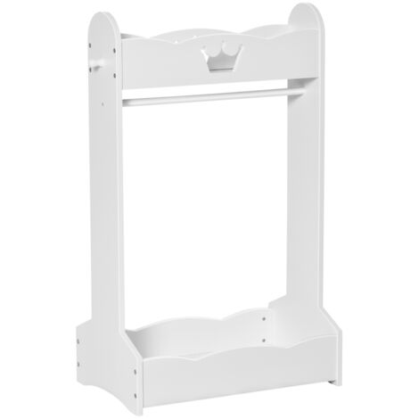 Kids Clothes Rail Wooden Hanging Rack with Storage Shelves Children Garment Freestanding Wardrobe for 3-8 Years Toddler, White (1/5)