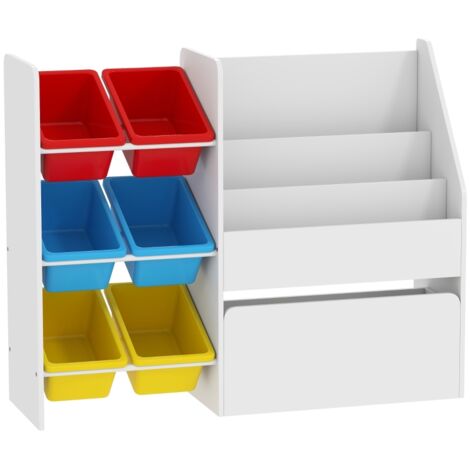 Toy Storage Unit, 3-Tier Toy Organiser Shelf with 6 Removable Storage Bins for Bedroom, Nursery, Multicoloured (1/5)