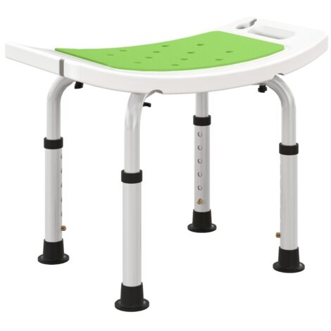 6-Level Height Adjustable Aluminium Bath Room Stool Chair Shower Non-Slip Design w/ Padded Seat Drainage Holes Foot Pad, Green (1/5)