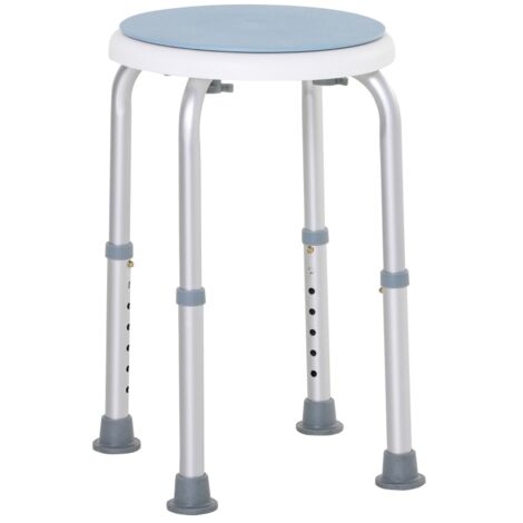 360° Swivel Shower Chair, Height Adjustable Aluminium Shower Stool with Non-Slip Feet for Disabled, Elderly, Blue (1/5)